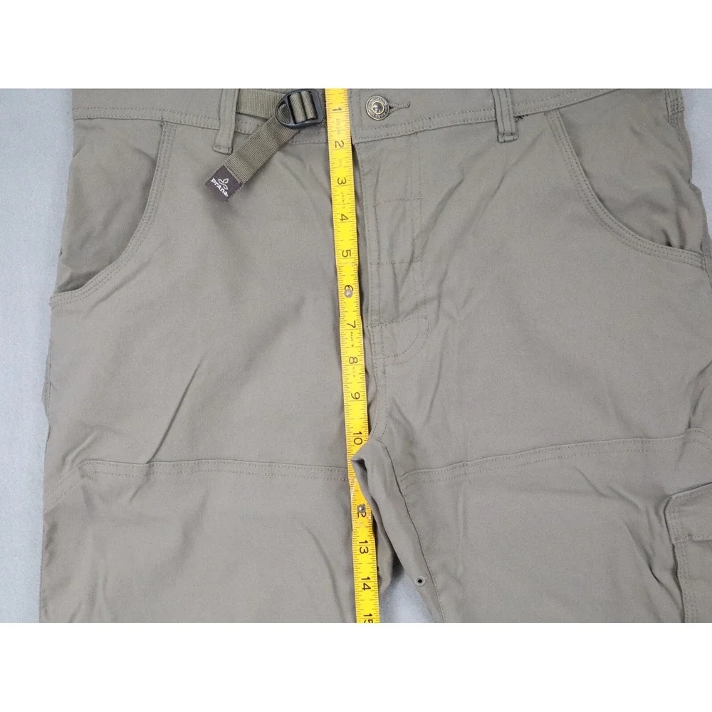 Prana Stretch Zion II Straight Pants Hiking Belt Roll Snap Up Medium 32L Beige‎